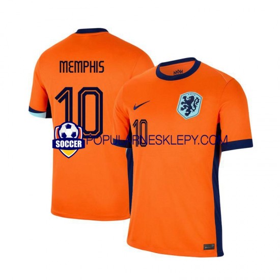 Koszulka Krótka Męska Reprezentacji Holandii Pierwszy strój Memphis Depay 10 Euro 2024