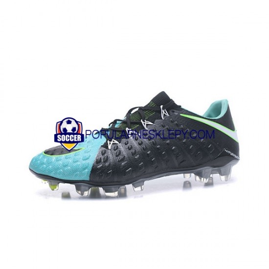 Niebieski Czarny Nike HyperVenom Phantom III Elite FG Buty piłkarskie