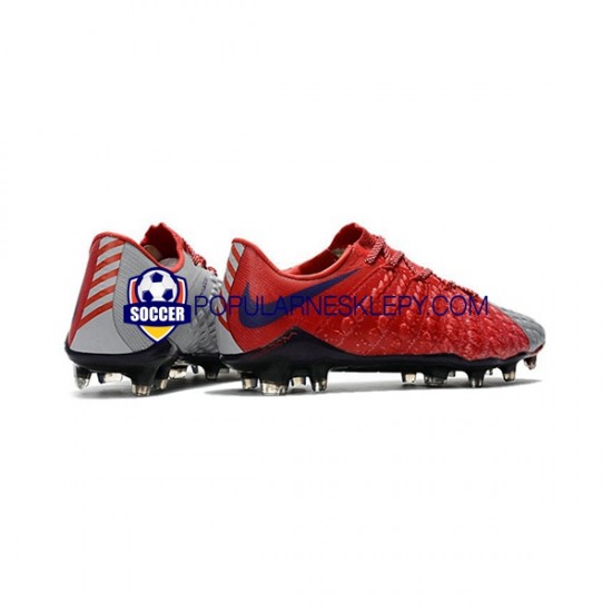 Czerwony Szary Nike HyperVenom Phantom III Elite FG Buty piłkarskie