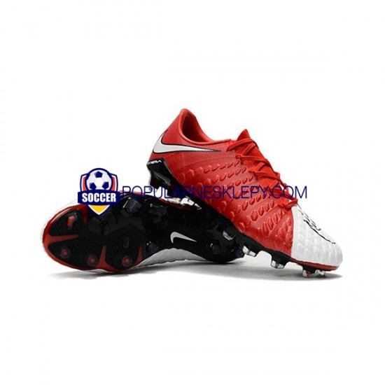 Czerwony Biały Nike HyperVenom Phantom III Elite FG Buty piłkarskie