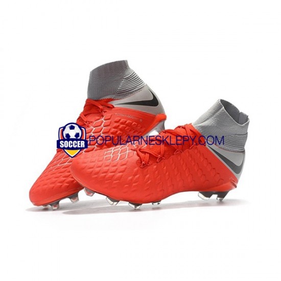 Czerwony Szary Nike Hypervenom Phantom 3 Elite DF FG Buty piłkarskie