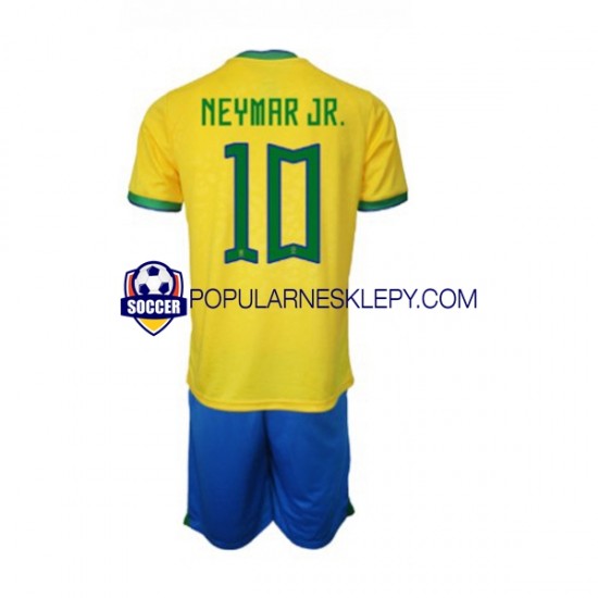 Koszulka Krótka dla Dzieci Reprezentacji Brazylii Pierwszy strój Neymar JR 10 World Cup 2022