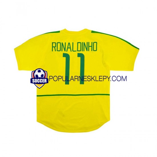 Koszulka Krótka Męska Reprezentacji Brazylii Pierwszy strój RONALDINHO 11 Retro 2002